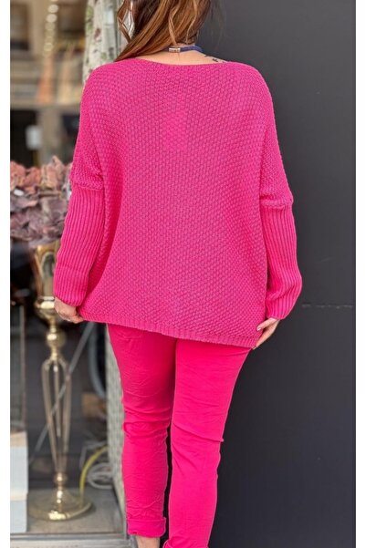 Butik Şans Be Happy Written Sequin Detailed Italian Knitwear Sweater