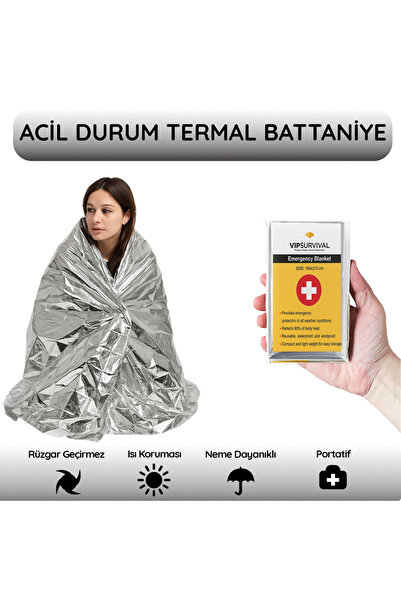 4s Acil Durum Seti | Termal Battaniye ( Tek Tarafllı) Ve Acil Durum Gıda | Deprem, Afet, İlk Yardım, Su