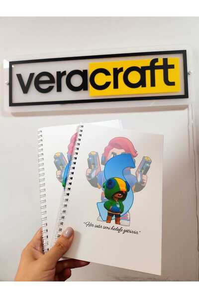 VRHediye Brawl Stars Kişiye Özel Harfli Planlayıcı, Çizgili Defter A5