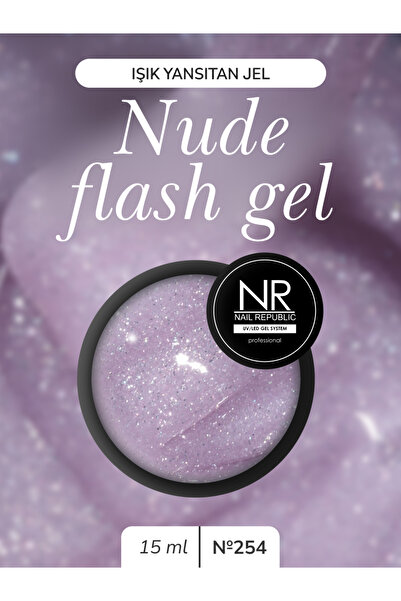 Nail Republic Kalıcı Simli Tırnak Jeli Lila Nude Flash Gel 254 – Nude Işıltılı Profesyonel Tırnak Jeli 15 ml