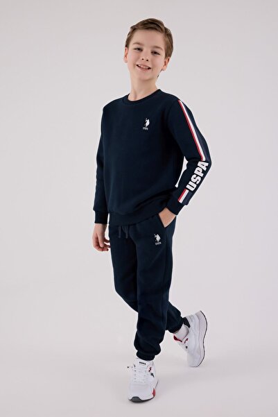 U.S. Polo Assn. Costum pentru băieți cu licență Us Polo Assn pentru 4-15 ani - Albastru bleumarin