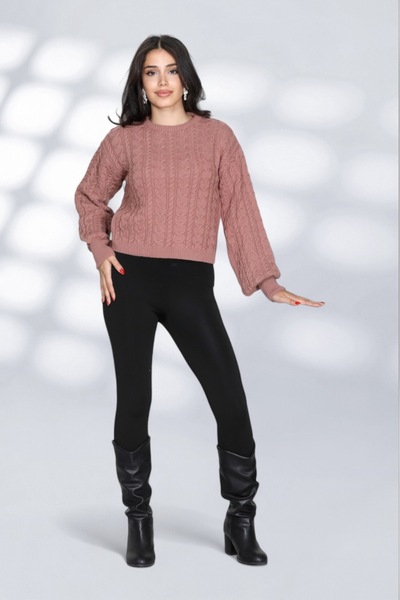 NEWCO Knit Detailed Patterned Loose Knitwear Sweater Crew Neck Comfortable Fit Stylish Daily Model