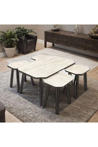 Tasamem Dafia 5-piece Turkish wooden sofa table set