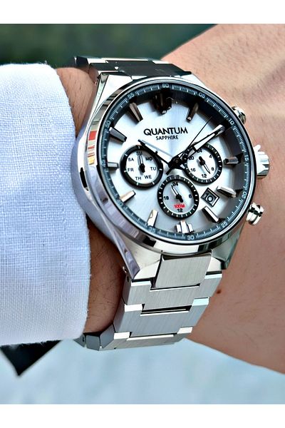 Quantum Functional 10 Atm Silver Color Sapphire Glass Steel Cord Steel Case Men Wristwatch 1202.330Mr