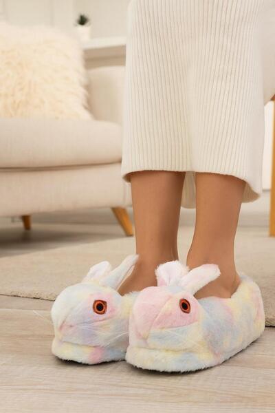 Peta Women's Animal Winter Plush Rabbit Slippers Home Slippers