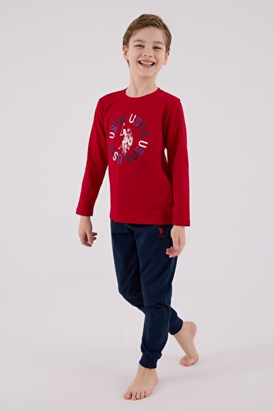 U.S. Polo Assn. 4-15 ani Licențiat Us Polo Assn Costum pentru băiat-Roșu