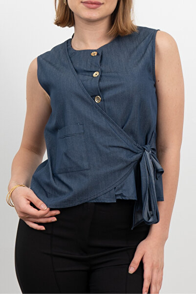 MissVina Farmerke Denim Desni preklop Prsluk 9132