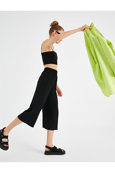 Koton Μπλουζάκι μανίκι με ριμπ ελαστικό φαρδύ παντελόνι