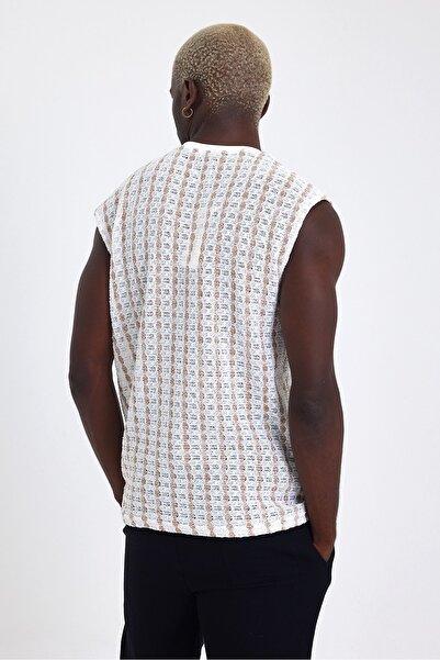 İLKCET MODA Jacquard Cotton Mink Sleeveless Oversize Undershirt