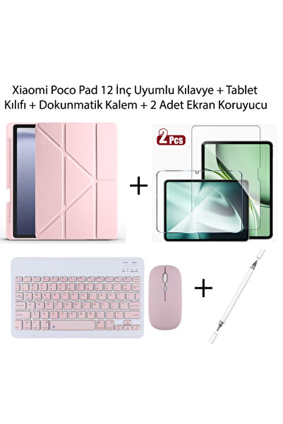 Yesnıce Xiaomi Poco Pad 12 İnç Uyumlu Standlı Kılıf Ve Dokunmatik Kalem Ve Kl...
