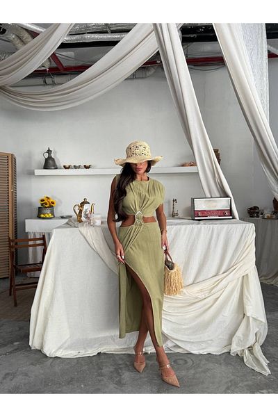 dolu butik Buckle Waist Detailed Dress