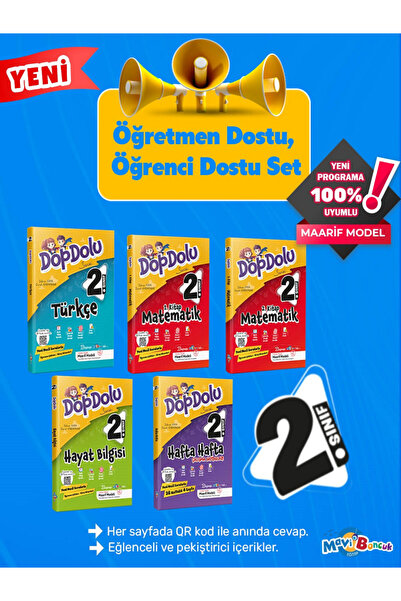 Mavi Boncuk 2.Sınıf Mavi Boncuk Dopdolu SET / 5 KİTAP SET 2025 - 2026 Maarif ...