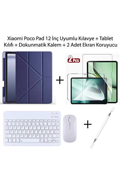 Yesnıce Xiaomi Poco Pad 12 İnç Uyumlu Standlı Kılıf Ve Dokunmatik Kalem Ve Kl...