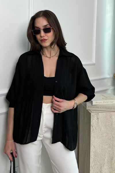 Butik Modana Transparan Detaylı Gömlek