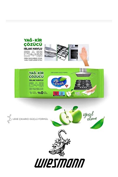 wiesmann Ak Fresh Yağ-Kir Çözücü Islak Havlu Yüzey Temizlik Havlusu Elma Koku...
