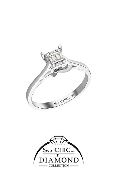 So CHIC... Diamond Collection Beyaz Altın 0.08 Karat Pırlanta Baget Yüzük