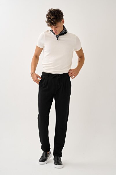 ALEXANDERGARDI Regular Fit Elastic Waist Linen Trousers