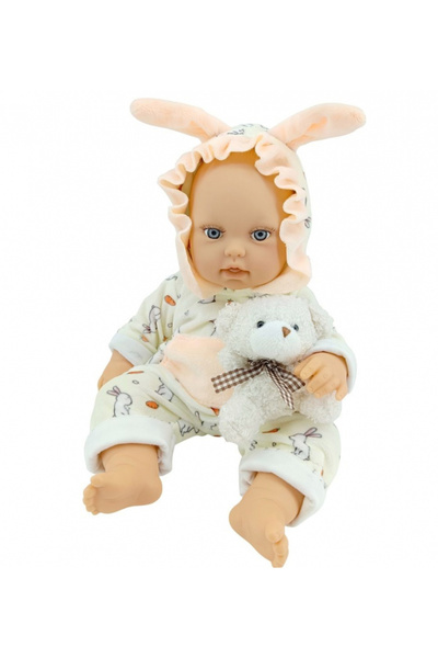 Moni Baby doll for children Bebe Rabbit with realistic features, jumpsuit with bunny ears,