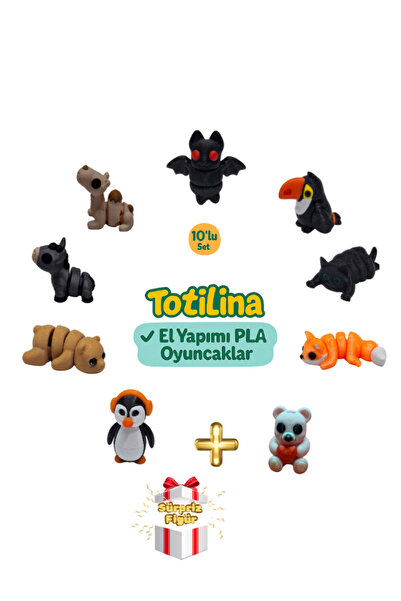 Totilina 10'lu set (yarasa tukan kuşu kedi tilki ayı penguen ayı eşek deve…)