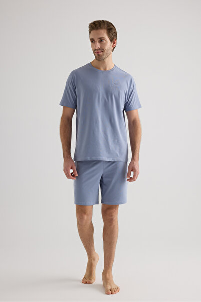 Syah Erkek Pamuklu Kısa Kollu Şortlu Pijama Takımı