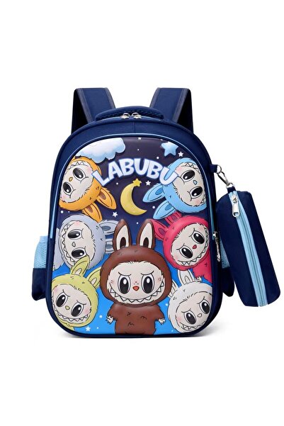 One Derya Ghiozdan pentru gradinita si scoala, Labubu, cu penar inclus, rucsac fete si baieti, imprimeu 3D, 36