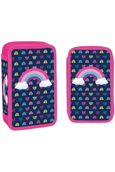 S COOL Equipped Pencil Case S-Cool, Rainbow, 2 Zippers, 29 Pieces