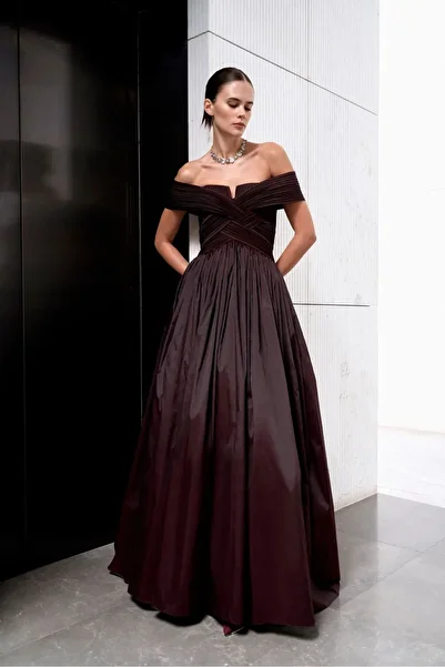 cercis Cleavage Off-Shoulder Strapless Long Evening Dress