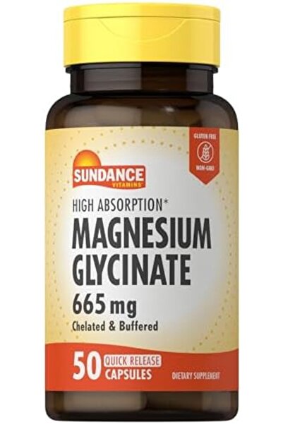 SUNDANCE Magnesium Glycinate Capsules | 665 mg | 50 Quick Release Pills | Non-GMO and Gluten Free Su