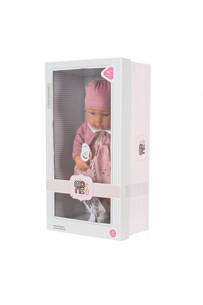 Moni Baby girl doll 41cm Pink with dress, hat, bolero and pacifier