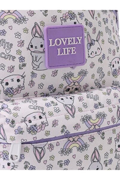 LC Waikiki LCW ACCESSORIES Dívčí batoh s potiskem Ecru