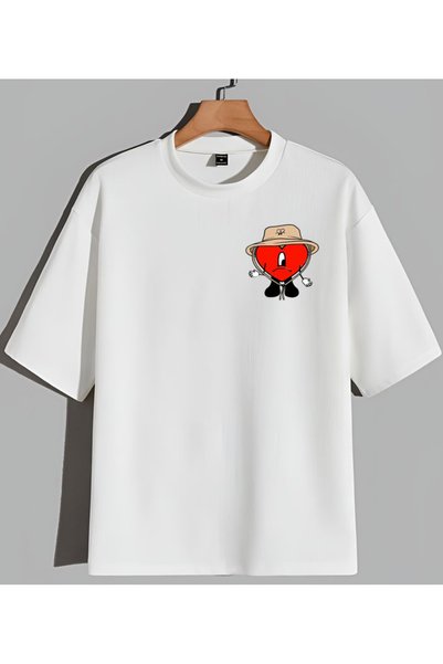 Sebesta Fashion New Season Hat Heart Printed Cotton T-Shirt Sebesta Fashion