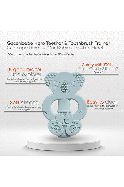 Gezenbebe Baby Training Toothbrush & Teether | Soft BPA-Free Infant Tooth Brush, Teething Relief