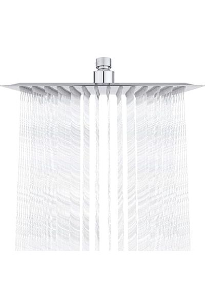 fitto Ceiling Mounted Fixed Shower Head, Square Rain Shower Head, Stainless Steel, Chrome, 30.48 cm, Silve