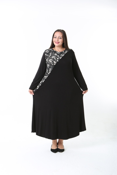 XL Modam ROCHIE DE MARE MĂRIME Lycra VISCOSĂ NEGRĂ CU MODEL DE FEMEI