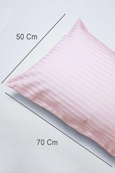 Vionel Home 100% βαμβακερή ζευγαριά ριγέ σατέν μαξιλαροθήκη 50 x 70 cm - Ροζ