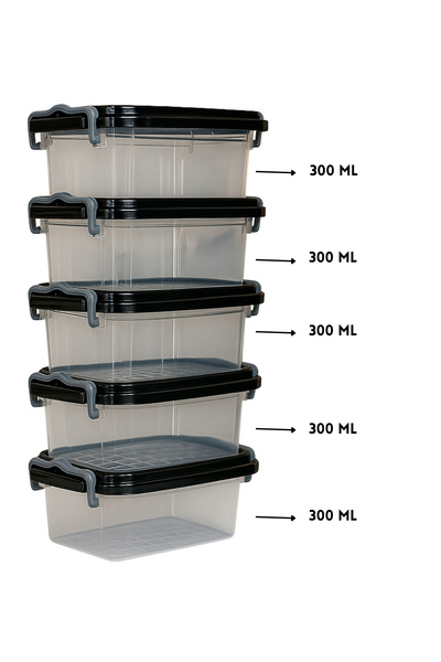 ELDİPA 5 Li 300 ml Mini Pantry Storage Container Set Organizer Food Storage Container