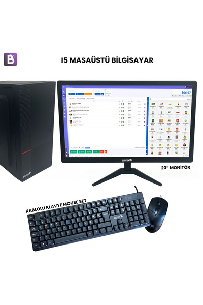 Bugatek i5 Masaüstü PC + 20” Monitör + Barkodlu Satış Sistemi (V1 - Yıllık Li...