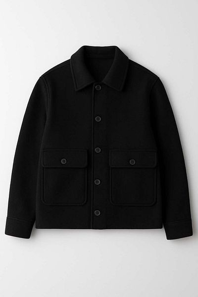 Valiberta Gaspar Stamped Fabric Buttoned Comfortable Fit Men's Jacket - Black