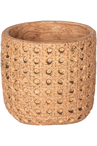 Herdekora Beton Saksı Hasır Desenli Kahverengi 11x10 Cm.