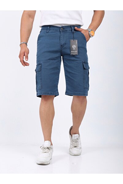 Penaltı Cargo Pocket Capri Blue Trousers