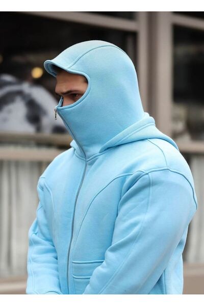 legends butik Unisex Snow Mask Oversize Full Zipper Cardigan Sweatshirt