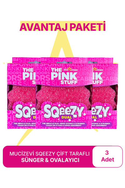 ThePinkStuff Miraculous Dual Double Sided Sponge and Scrubber/ Hot and Cold Water Miraculous Effect Advantage Package 3X1