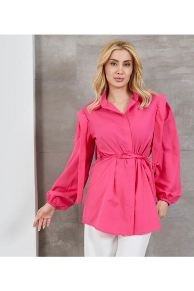 MODA Şerit Detaylı Beli Bağlamalı Gömlek