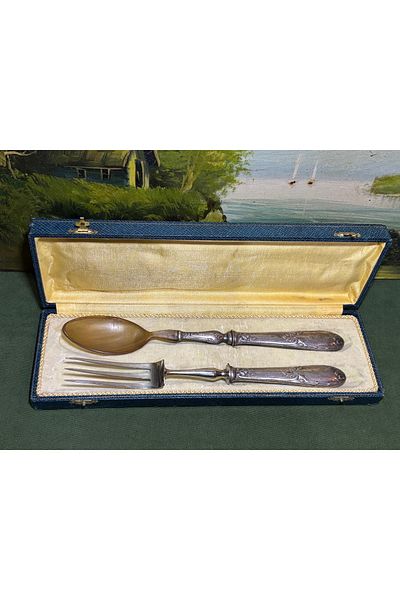 tayfuntufan antika koleksiyon 1960S French Silver Plated Serving Set in Original Box