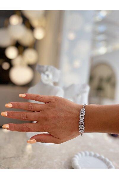 GIFTPALACE Gümüş Kaplama Zirkon Taşlı Özel Tasarım Su Yolu Bileklik 1 adet