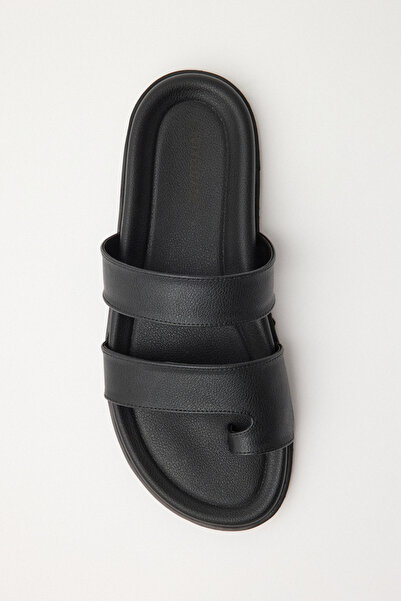 LUTVELIZADE sandale 2509 - Flip-flops cu bandă dublă, negri, pentru femei papuci