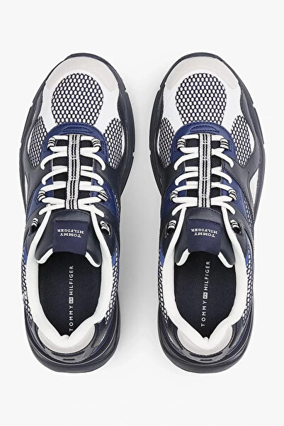 Tommy Hilfiger Erkek Nefes Alabilen Fileli Üst Yüzey Rahat ve Yüksek Taban Mavi Sneaker FM0FM05567-DW5