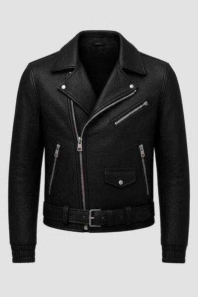 Valiberta Russel Multi-Pocket Biker Leather Look Men's Jacket - Black