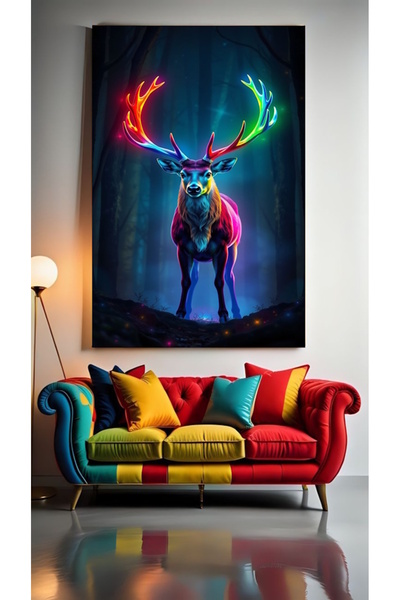 özkacar CERB CU CORNI COLORAT, Tablou pe pânză pentru decorarea casei, salonu...