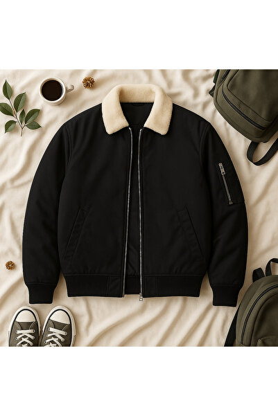 OTAKU Unisex Peluş Yaka Oversize Bomber Ceket
